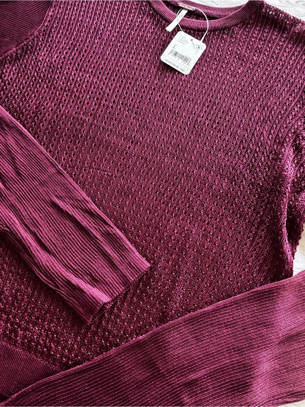 Free People H2O Crew Pullover Sweater Size Large NWT - Picture 6 of 6